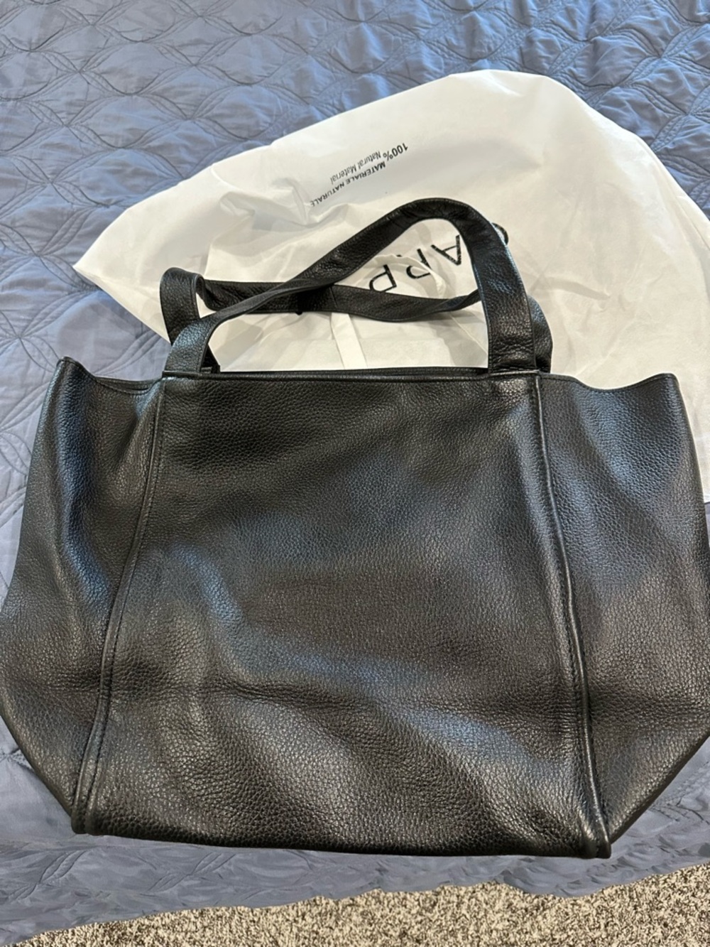 Black Leather Tote Bag - Carpisa